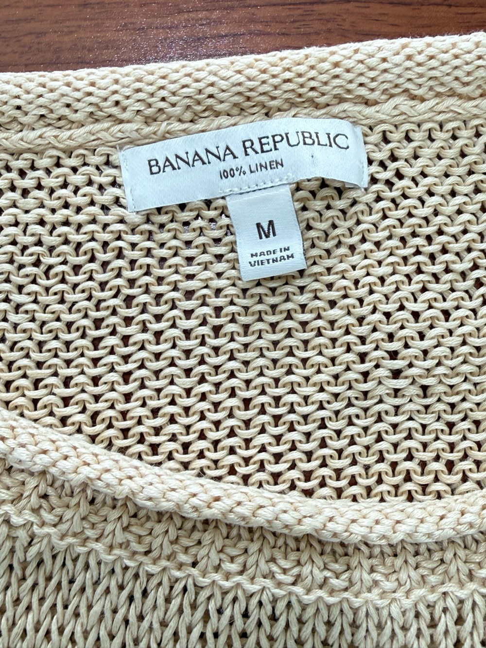 LINEN Banana Republic S/M Light Butter Yellow Open-Knit Crewneck Sweater-RE